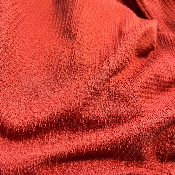 LUSH BURNT ORANGE TIERED DRESS SIZE MEDIUM FALL DRESS WAFFLE PRINT - Picture 11 of 11